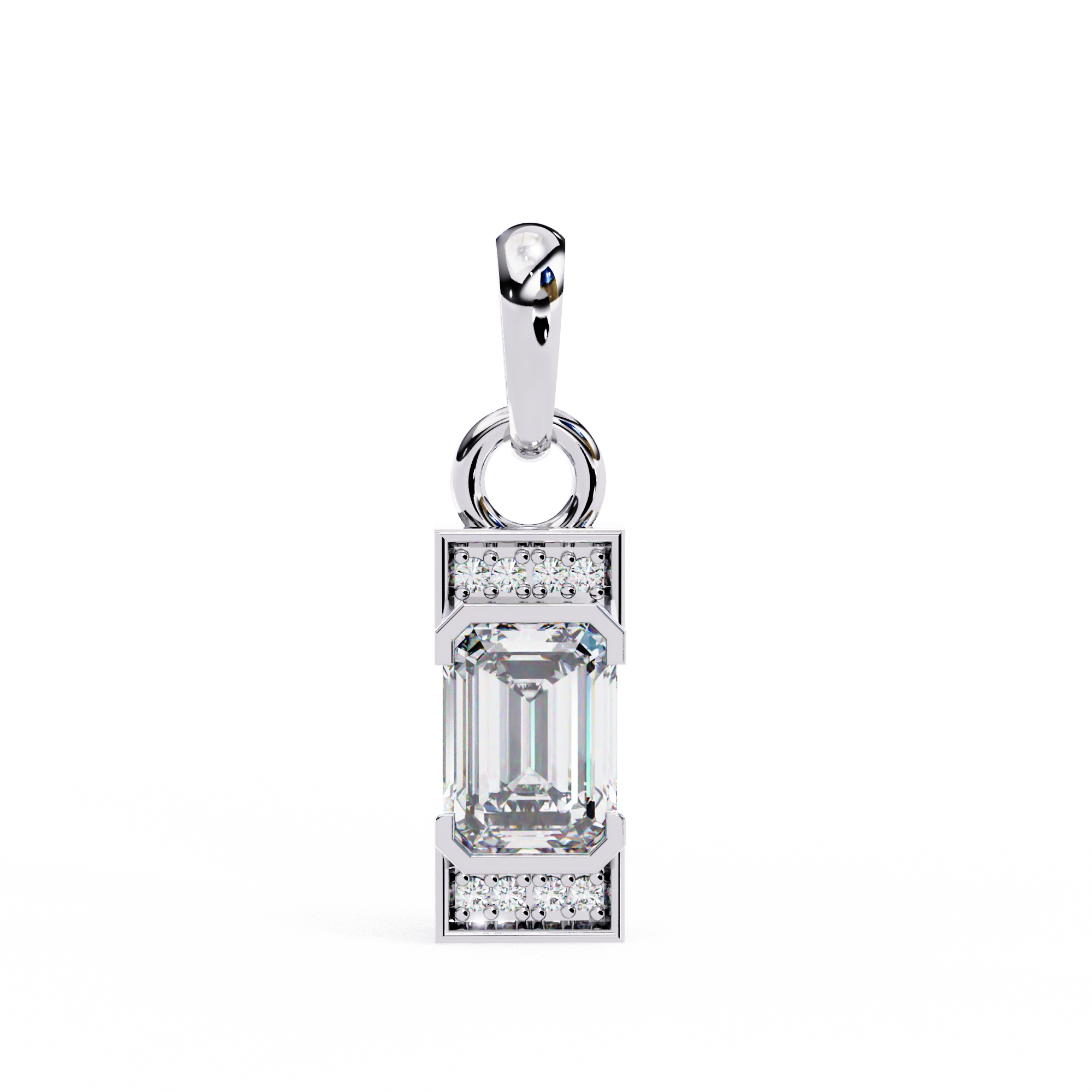 Solitairekart 1.05ct Natural Diamond Elevate Emerald Pendant-H Color, VS1 Clarity